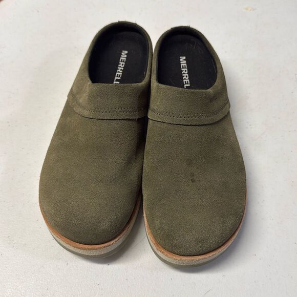Merrell Green Suede Juno Slip On Comfort Clogs Women's 7 - Picture 1 of 6